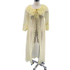 VTG Michelle Paris chiffon robe size small yellow semi sheer lingerie JG Collect